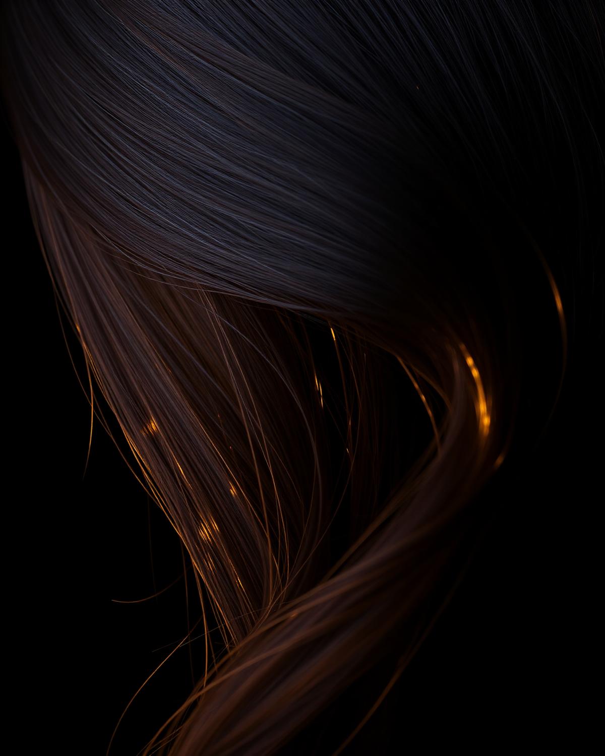 Silken hair detail